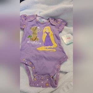 Disney Purple Rapunzel 1st Birthday Bodysuit with Gold Accent